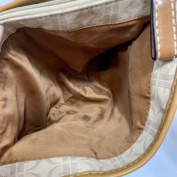 FOSSIL Key Fob Multicolor Argyle Patchwork Leather Canvas Shoulder Handbag Xbody - Picture 9 of 12